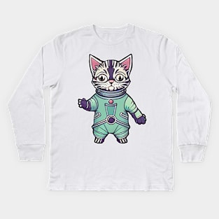 Astronaut cat outer space Kids Long Sleeve T-Shirt